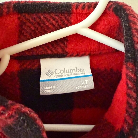 Columbia Toddler Zing™ III Printed Buffalo Plaid Red Black Fleece Jacket 2T - Picture 2 of 3
